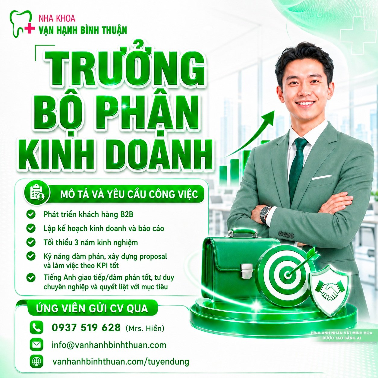 NHA KHOA VẠN HẠNH BÌNH THUẬN TUYỂN DỤNG TRƯỞNG BỘ PHẬN KINH DOANH